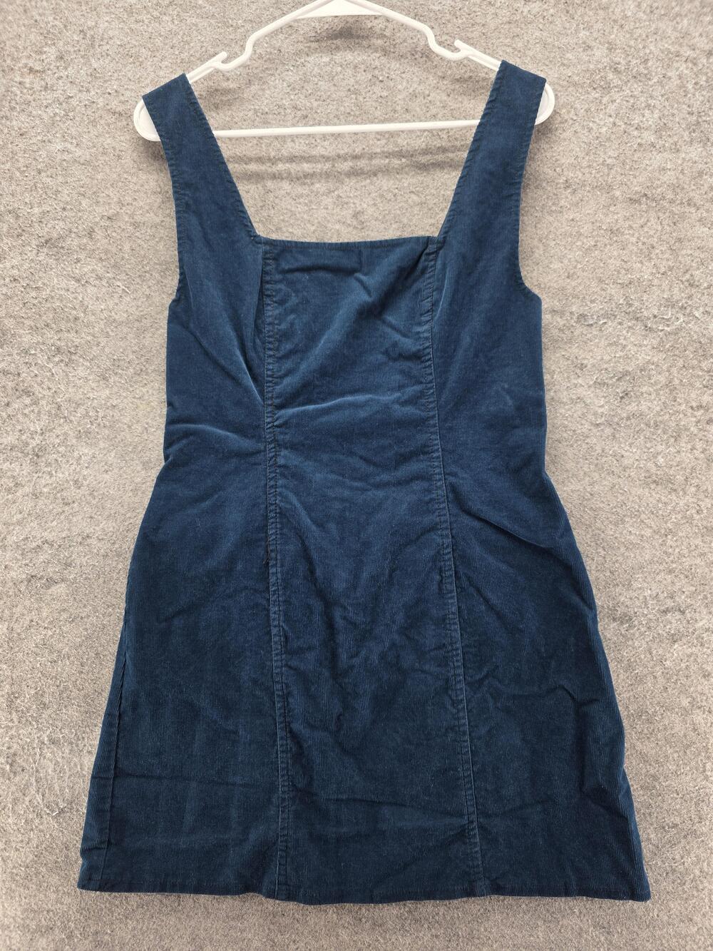 BDG Dress Womens M Blue Corduroy Overall Square Neck Zip Short Stretch